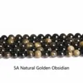 5A natural golden obsidian round beads for DIY bracelet making - 10mm / 37 Pieces/Strand / 5A Grade Gold Sheen Obsidian
