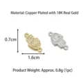 18K vergoldeter Kupfer-Hamsa-Handverbinder mit Zirkon-Mikropflaster für DIY-Schmuck - 1.6x0.7cm