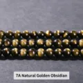 Premium 7A grade natural golden sheen obsidian round beads for DIY jewelry making - 6mm / 60 Counts / 7A Grade Gold Sheen Obsidian