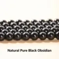 Shiny natural pure black obsidian round loose beads for DIY bracelet jewelry making - 4mm / 90 Pieces/Pack / Natural Black Obsidian