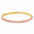 Prachtige vergulde tennisarmband sprankelende roze zirkonia voor vrouwen chic sieraden - Roze Zirkonia