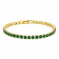 Pulsera de tenis de cristal verde chapada en oro para mujer, cadena con circonitas. - Zircón Verde