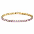 Pulsera de tenis chapada en oro con brillantes piedras de circonita cúbica morada. - Circonita Púrpura