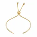 Gouden schakelarmband met verstelbare schuifsluiting en ingelegte zirkonia stenen voor dames. - Stijl A / 12cm / Goud