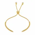 Gouden box-chain slider armband met verstelbare kralensluiting en kristallen bedels. - Stijl B / 12cm / Goud