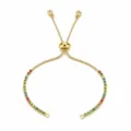 Vergoldete Boxkettchen-Schiebe-Armband mit bunten mikroeingelegten Zirkonia-Steinen. - Stil C / 12cm / Gold