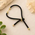 Zwart gevlochten Milan touw armband DIY blanco met gouden metalen buizen hoofdaanzicht - Zwart