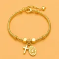 Gouden slangenketting armband met kruis en portret hanger voor dames mode sieraden - Stijl B