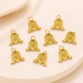 Golden DIY bell charms copper plated 24k real gold pendant jewelry making accessories - Style D / 13x14mm