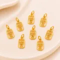 Pendentif plaque or 24K porte-bonheur DIY pour bracelet collier perle accessoire de bijou - 6x14mm