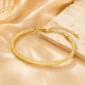 Vergulde mesh buisarmband met karabijnsluiting en verlengketting voor dames elegant sieraad - Armband / 16cm Plus 5cm Verlengketting / Goud