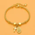 Vergulde slangenketting armband met kruis en religieuze hanger voor mode sieraden - Stijl D