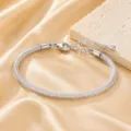 Zilveren mesh strass armband met karabijnsluiting en verlengketting, elegante dames sieraden. - Armband / 16cm Plus 5cm Verlengketting / Witgoud