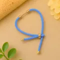 Blauwe gevlochten Milan touw verstelbare armband DIY sieraden accessoire met goudkleurige kralen - Blauw