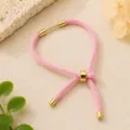 Roze gevlochten koord armband verstelbaar DIY Milaan touw sieraden met gouden metalen accenten - Roze