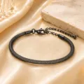 Zwarte strass-mesh buisarmband met karabijnsluiting, elegant sieradenaccessoire voor dames. - Armband / 16cm Plus 5cm Verlengketting / Gunmetal