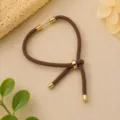 Milaan gevlochten koord armband DIY verstelbaar bruin met gouden metalen buisjes sieraden accessoire. - Donkerbruin