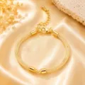 Elegante bracciale a tubo in rete di strass da 3mm dorato con chiusura a moschettone. - Braccialetto Stile Metà / 16cm Più 5cm Catena di estensione / Design Metà Oro