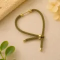 Olijfgroene gevlochten Milan touw armband DIY verstelbare glijdende kraal gouden metaal - Lichtgroen