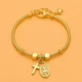 Bracciale a catena serpente dorata con croce e medaglia ciondolo per donna, gioielli eleganti. - Stile H