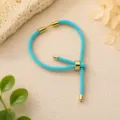 Verstelbare turquoisen Milan koord gevlochten armband met gouden accenten voor DIY sieraden. - Turkoois