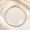 Variante bracciale in tubo a rete con strass argento, gioiello scintillante con moschettone - Collana / 45cm con Estensione di 5cm / Oro bianco