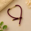 Bordeaux geweven Milan touw armband met gouden verstelbare kralen en metalen buizen voor DIY. - Bordeauxrood