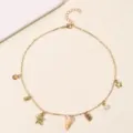 Goldene Muschel Seestern Perle Anfangsbuchstabe Anhänger Halskette Boho Strand Schmuck - Buchstabe B Stil (NZ3241-B) / Gold