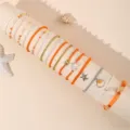 Set di braccialetti con perline conchiglia stella marina spiaggia boho per donna - Serie Arancione