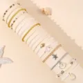 Set di bracciali con perline boho con ciondoli di conchiglie e stelle marine per la spiaggia. - Colori Pastello