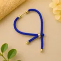 Blauw Milan Koord Armband DIY Geweven Verstelbaar Handtouw met Gouden Metaal Buizen - Donkerblauw