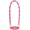 Pink silicone water bottle strap with flower links and gold metal rings, portable outdoor item. - Cup Ring + Lanyard / Rose Red