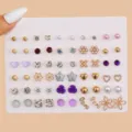 30 Paia Assortite Orecchini a Perno Set Perla Strass Fiore Cuore Moda Gioielli Chic. - Set orecchini a bottone stile misto 3