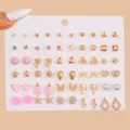 30 paia orecchini a lobo misti set carino moda oro rosa perla geometrico donna - Set orecchini a bottone stile misto 4
