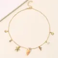 Goldene Muschel Seestern Anhänger Halskette Strand Boho Stil Schmuck für Damen und Mädchen - Buchstabe P Stil (NZ3241-P) / Gold