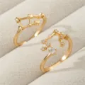 Vergoldete Sternzeichen offene Ringe Set, minimalistisches Schmuck Design für Damen Alltag. - Vergoldeter Typ - Zwillinge (RZ0816)