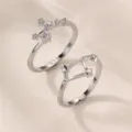 Silberne offene Sternbild Ringe mit glänzenden Kristalldetails, stilvoller Damenschmuck. - Weißgold Vergoldeter Typ - Widder (RZ0817)