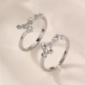 Silberner Stern Konstellation Offene Ringe Set, modisches minimalistisches Design für Damen Alltag. - Weißgold Vergoldeter Typ - Krebs (RZ0817)