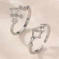 Silberne Sternbild offene Ringe Detailansicht, stilvolles geometrisches Sterndesign täglich. - Weißgold Vergoldeter Typ - Waage (RZ0817)