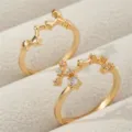 Goldene Sternzeichen Oeffnungsringe Set, stilvolles Zirkonia geometrisches Design fuer Damen. - Vergoldeter Typ - Skorpion (RZ0816)