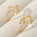 Vergoldete Sternbild-Offenringe-Set mit glitzernden Zirkonia-Stern-Designs für modebewusste Damen. - Vergoldeter Typ - Stier (RZ0816)
