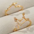 Gold Sternzeichen Ring offener verstellbarer geometrischer Stern Zirkon Ring Damenschmuck - Vergoldeter Typ - Jungfrau (RZ0816)