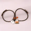 Bracelet de couple tressé citrouille fantôme Halloween avec de charmants cœurs aimantés - Bracelet de Couple Magnétique Citrouille Fantôme d'Halloween (BZ1910baise) / Ensemble deux pièces