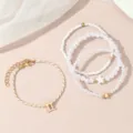 Mehrschichtige Perlen Sternzeichen Armband Set Mode elegante Damen Schmuck Accessoire - Zwillinge / 4-teiliges Set