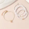 Modisches mehrschichtiges Perlen Armband Set mit Sternzeichen Anhänger Damen Schmuck - Löwe / 4-teiliges Set