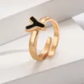 Vergoldeter verstellbarer offener Buchstaben Y Ring minimalistischer Modeschmuck Damen Chic - Buchstabe Y / Gold