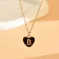 Goldfarbene Kette schwarzes Herz Buchstabe B Halskette Variante modischer Schmuck. - Buchstabe B (NZ2864) / Schwarz
