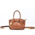 Borsa a mano da donna in vera pelle stampata stile vintage retro borsa a tracolla marrone - Giallo ocra