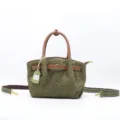 Vintage green embossed leather handbag, casual top handle tote with adjustable shoulder strap. - Grass Green