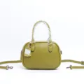 Vintage genuine leather shoulder bag stylish green handbag women crossbody pillow bag daily use - Grass Green